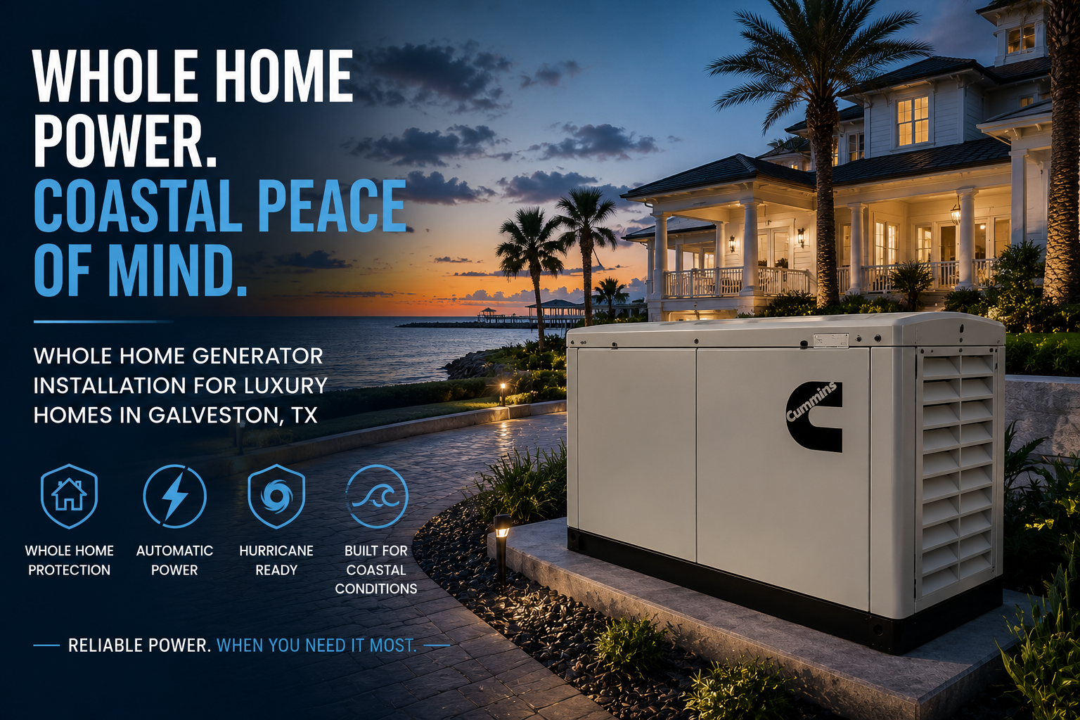 Whole Home Generator Installation Galveston