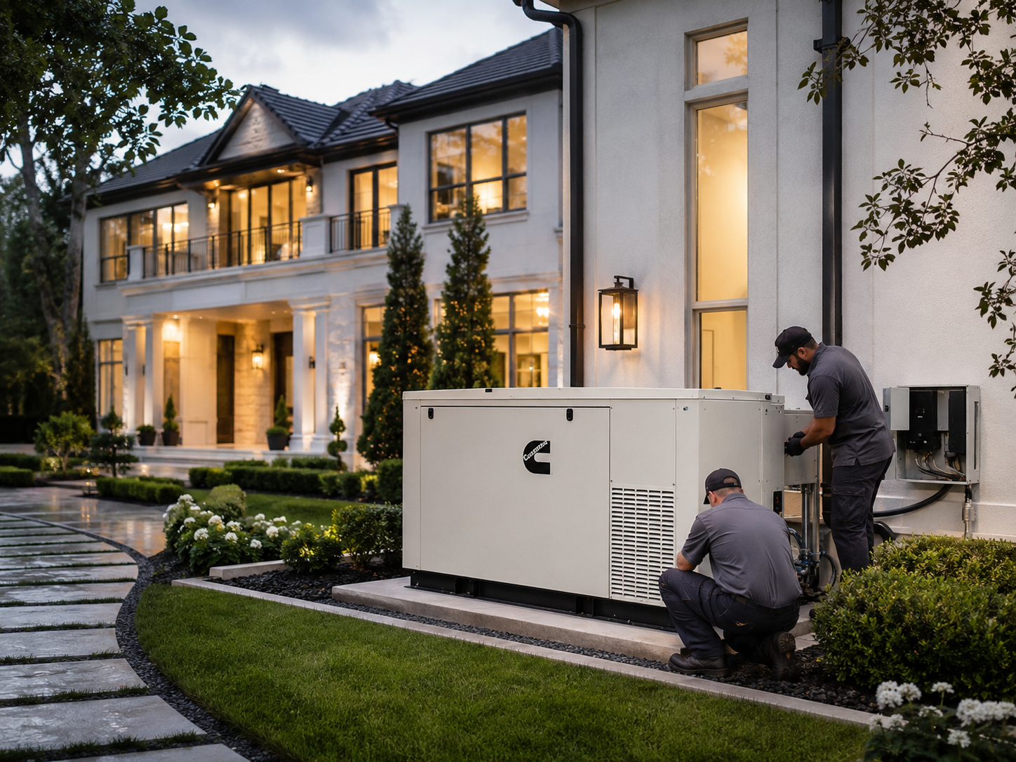 Cummins generator installation for a large Houston home